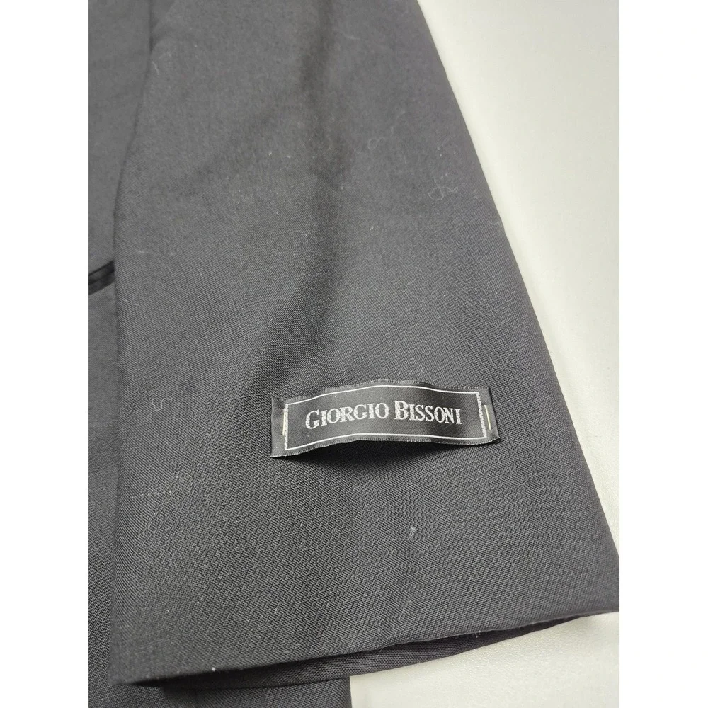 Giorgio Bissoni Suit Jacket Mens 48R Black Wool Tuxedo 1 Button Formal FLAW